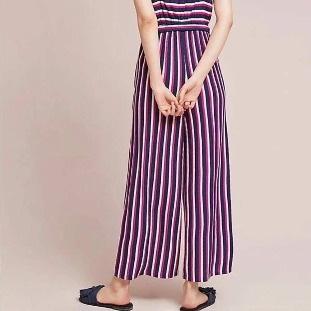 Women's Anthropologie Maeve Meja Strapless Striped Knit Casual Jumpsuit Size S